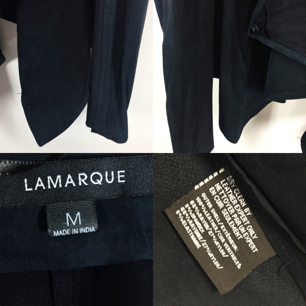 NWT LaMarque Suede Leather Jacket Waterfall Neck M - Picture 7 of 7